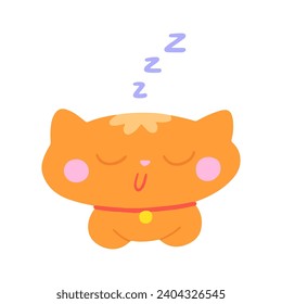 Cute ginger cat sleeping, cartoon character