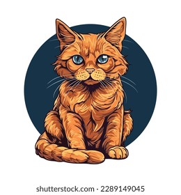 Cute Ginger Cat Vector illustration, Adorable Feline Cartoon.