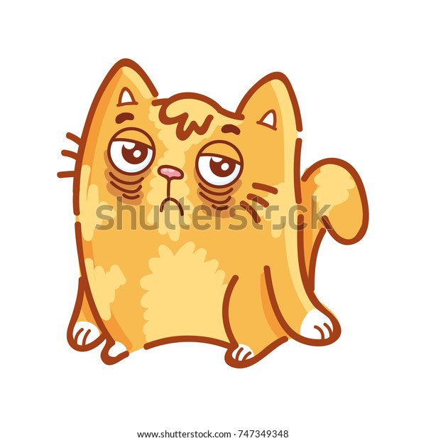 Cute Ginger Cat Very Tired Exhausted Stock Vector (Royalty Free) 747349348