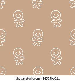 Cute ginger cookie man. Seamless vector pattern