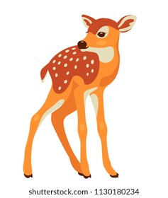 cute ginger fawn. Little Sika deer isolated on white background. vector illustration