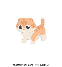 Cute ginger kitten. Cartoon domestic animals illustration.