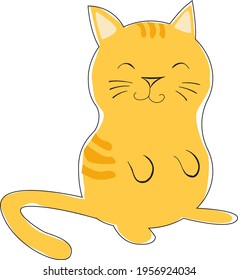 Gatito de jengibre lindo sentado en un fondo blanco
