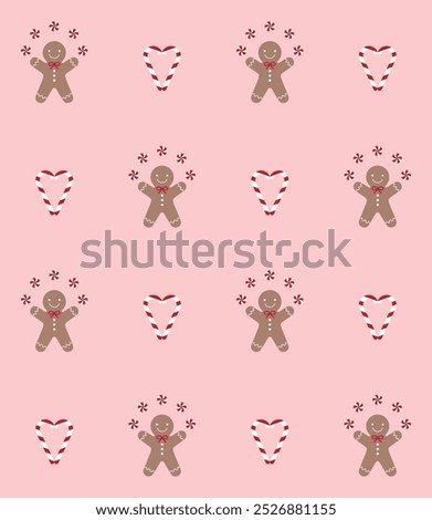 Cute ginger man and lollipop seamless pattern. Vector illustration.