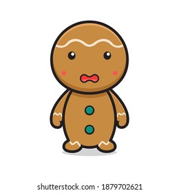 cute gingerbread cartoon character flat face