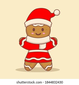 Cute Gingerbread character with Christmas costume