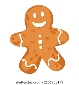 Cute Gingerbread. Christmas collection gingerbread cookies figures. Christmas gingerbread cookies gingerbread man. Winter homemade xmas sweets. Holiday vector illustration isolated on white background