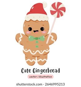 Cute Gingerbread Christmas Cookie Vector illustration