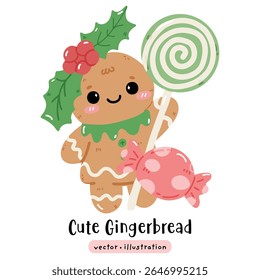Cute Gingerbread Christmas Cookie Vector illustration