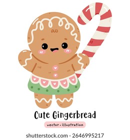 Cute Gingerbread Christmas Cookie Vector illustration