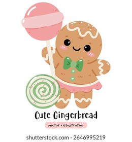 Cute Gingerbread Christmas Cookie Vector illustration