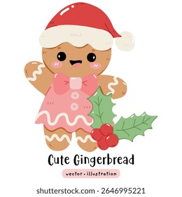 Cute Gingerbread Christmas Cookie Vector illustration
