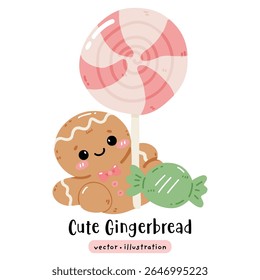 Cute Gingerbread Christmas Cookie Vector illustration