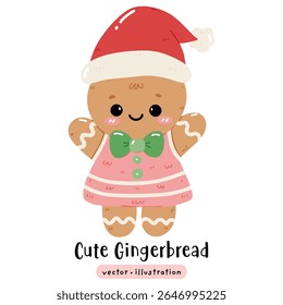 Cute Gingerbread Christmas Cookie Vector illustration