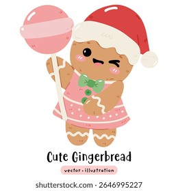 Cute Gingerbread Christmas Cookie Vector illustration