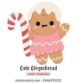 Cute Gingerbread Christmas Cookie Vector illustration