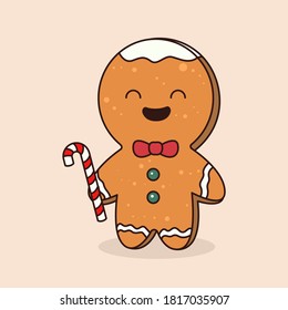 Cute gingerbread Christmas mascot design illustration