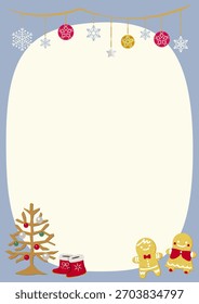Cute gingerbread Christmas vertical frame material