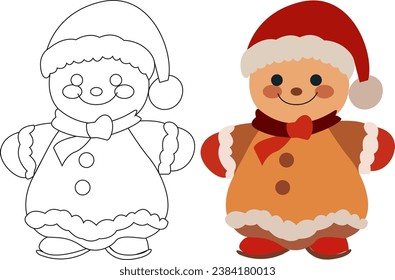 cute gingerbread coloring page christmas vector