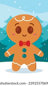 Cute gingerbread cookie christmas character Vector illustration
