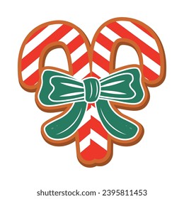 Cute gingerbread cookie for christmas. Isolated on white background. Vector illustration
