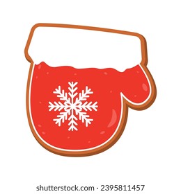 Cute gingerbread cookie for christmas. Isolated on white background. Vector illustration