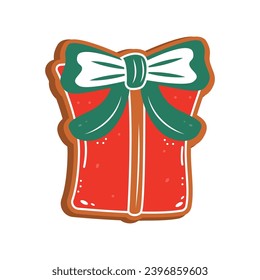 Cute gingerbread cookie for christmas. Isolated on white background. Vector illustration