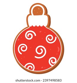 Cute gingerbread cookie for christmas. Isolated on white background. Vector illustration