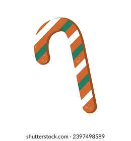 Cute gingerbread cookie for christmas. Isolated on white background. Vector illustration