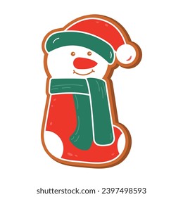 Cute gingerbread cookie for christmas. Isolated on white background. Vector illustration