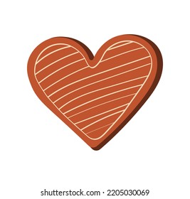 Cute gingerbread cookie for Christmas. Vector illustration isolated on white background.