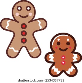 Cute Gingerbread Cookie Friends. This adorable gingerbread man design features two smiling cookie figures, perfect for spreading festive holiday cheer.