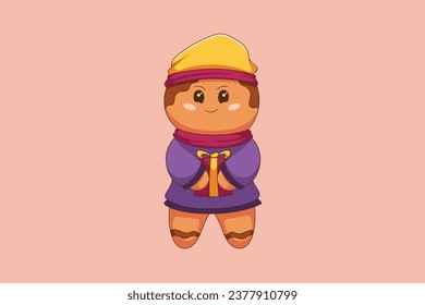 Cute Gingerbread Cookies Character Design Illustration 