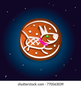 Cute gingerbread cookies for christmas with a dog symbol 2018. INight sky background. Vector illustration