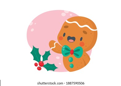 cute gingerbread cookies for christmas. Isolated on white background. Vector illustration.