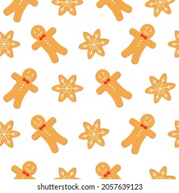 Cute gingerbread cookies seamless pattern
