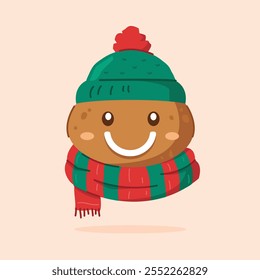 cute gingerbread cookies wearing christmas hats and scarves, cute christmas icons in animal shape, suitable for posters and web icons