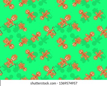 Cute Gingerbread Family Background Seamless Wallpaper
