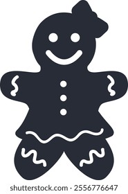 Cute gingerbread girl. Christmas cookie illustration.