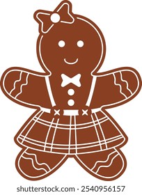 Cute Gingerbread Girl Vector Illustration