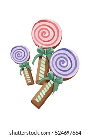 Cute gingerbread homemade lollipop for Christmas.