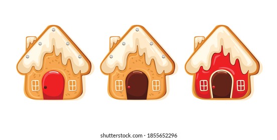 cute gingerbread house for christmas. Isolated over white background. Vector illustration.