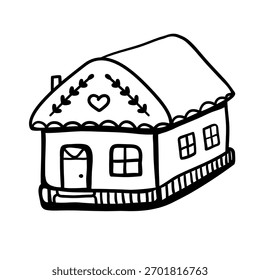Doodle lindo del Vector de la casa del jengibre
