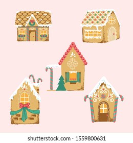 Conjunto de elementos aislados del vector de la casa de jengibre