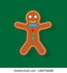 cute gingerbread man cookie. cartoon style.gingerbread man color icon with shadow.