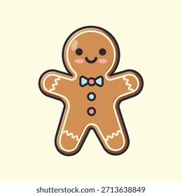 Ilustración linda de la historieta de la galleta del hombre del jengibre para las Navidades y la estación de Festiva