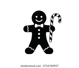 Cute gingerbread man cookie illustration for Christmas and winter holiday designs. Perfect for greeting cards, decorations, and festive visuals.