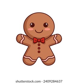 Cute gingerbread man isolated on white background.