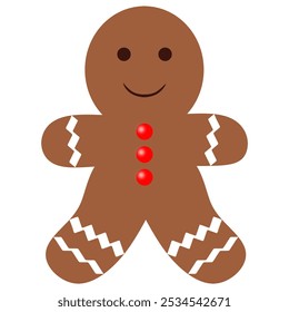 Cute gingerbread man isolated on white background. PNG transparent vector illustration. gingerbread man cookie, concept of holidays and fun.