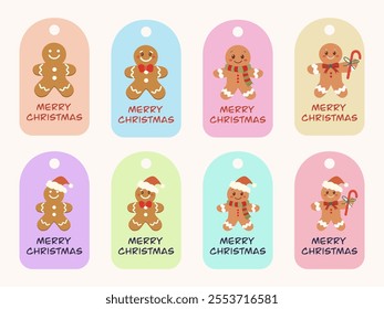 Cute gingerbread man label text tag for Christmas set.